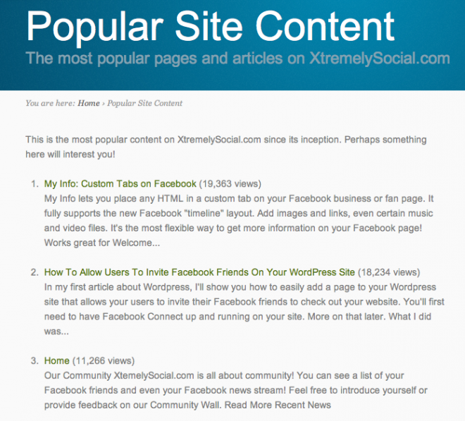 WordPress Popular Content Page