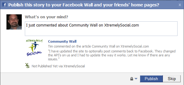 Posting Site Comments Back to Facebook Now Fixed